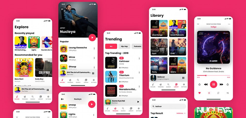 Adobe XD music UI kit, FREE