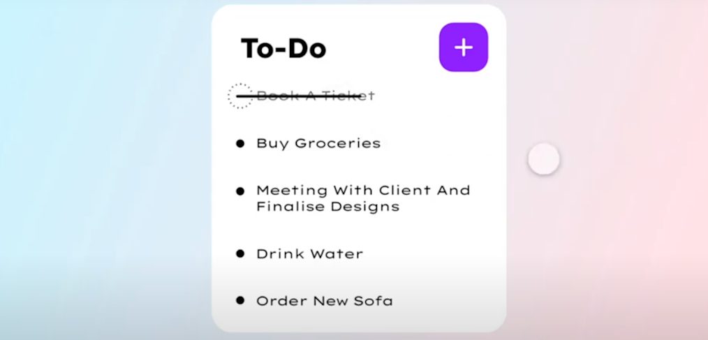 Adobe XD To Do list animation