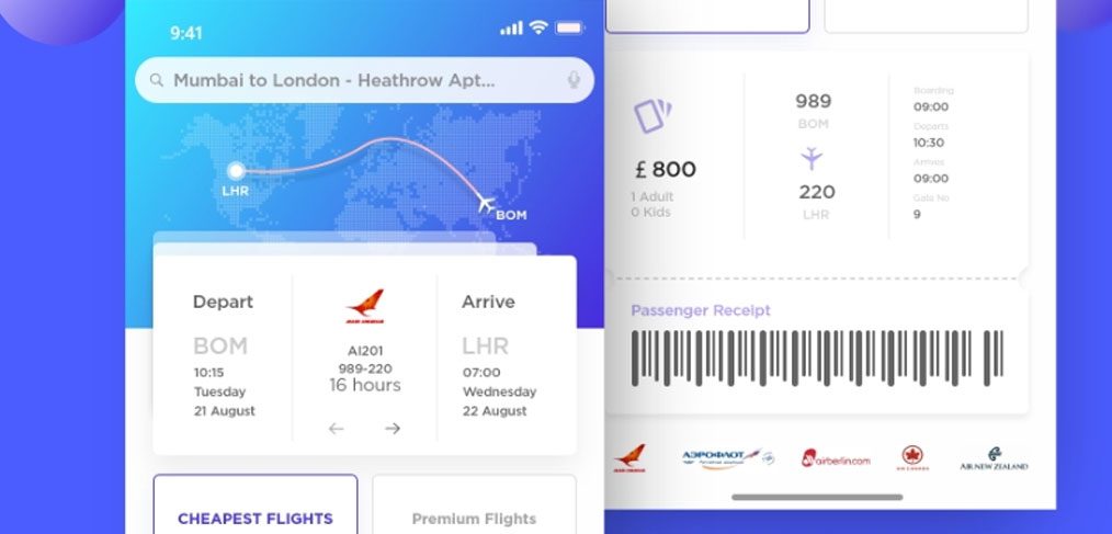 Airplane Ticket IOS App Freebie