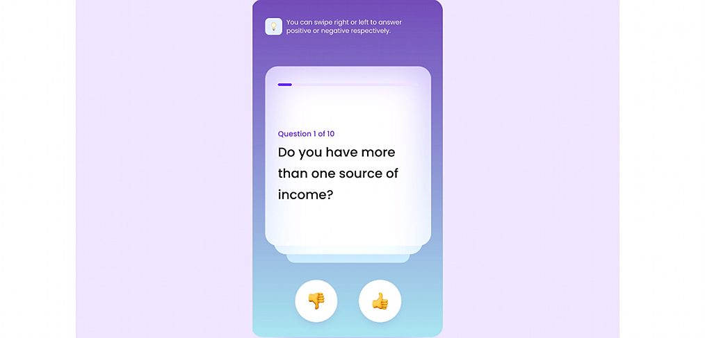 Animated swipe XD questionnaire