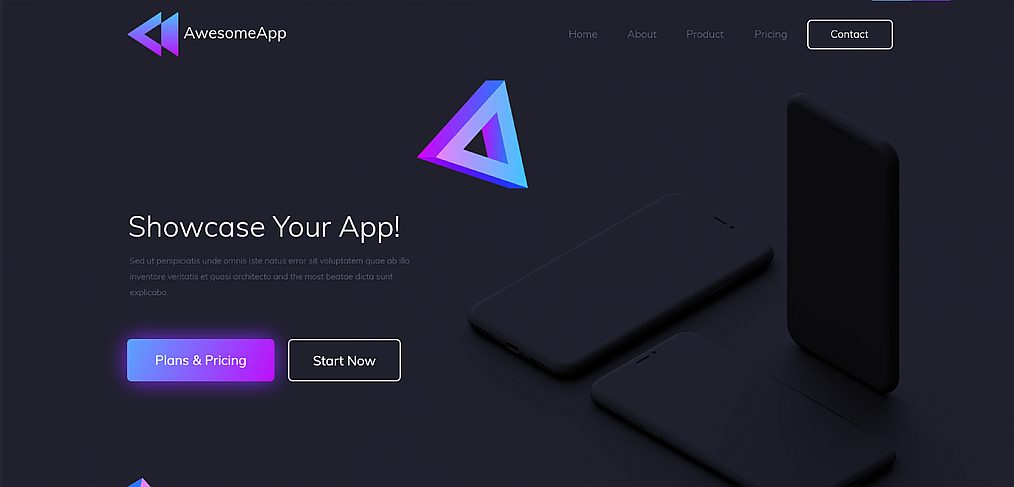 App showcasing XD landing page