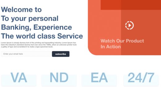 Banking experience landing page