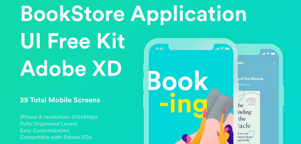 Bookstore App Free UI kit for XD