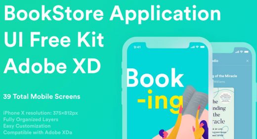 Bookstore App Free UI kit for XD