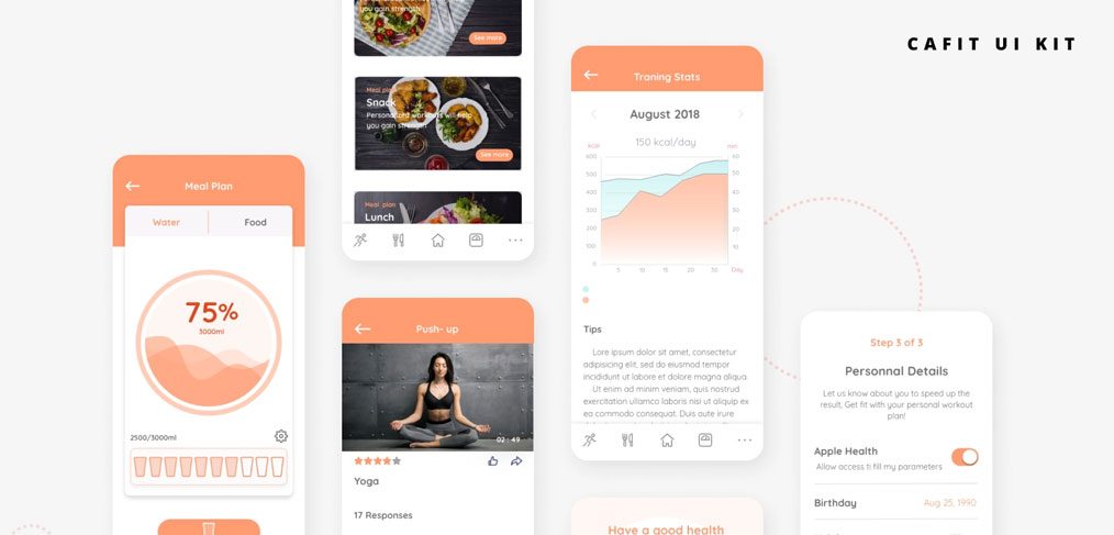 Cafit - Workout free UI kit for XD