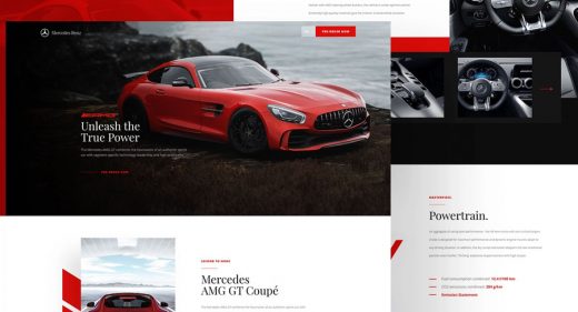 Car landing page XD freebie