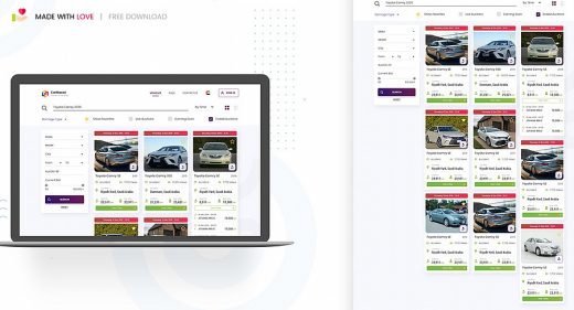 Cars classified website XD template