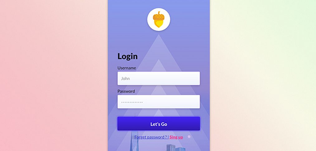 City login screen mobile template