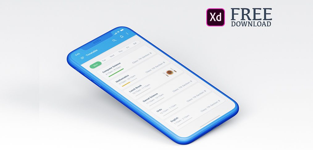 Class timetable mobile XD concept