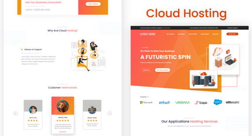 Cloud hosting template for Adobe XD