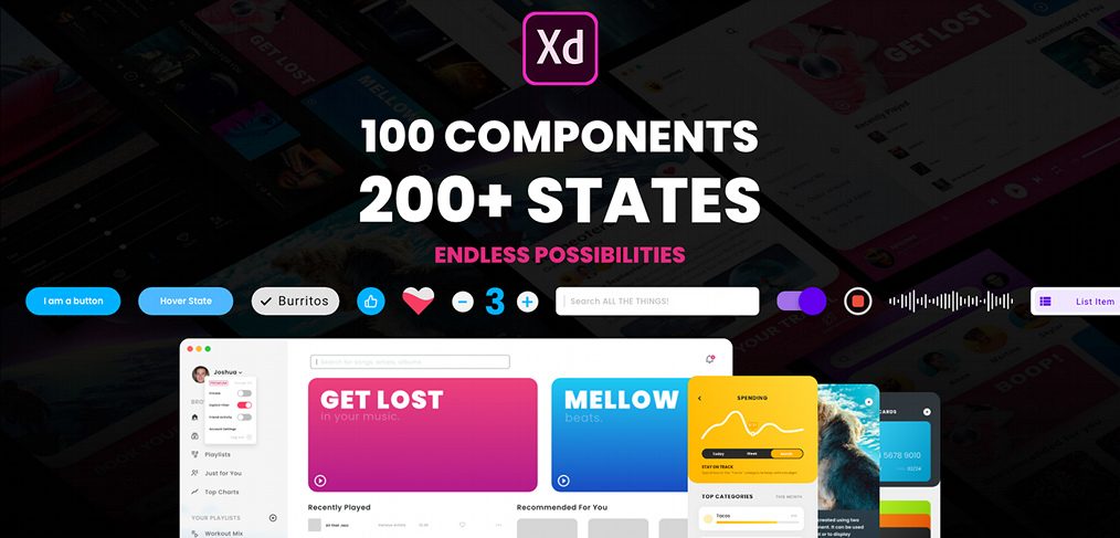 Component states free XD UI kit