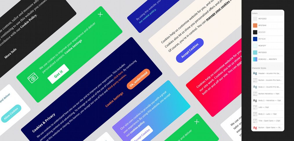 Cookie banner UI kit for XD