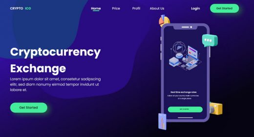 Crypto free Adobe XD landing page