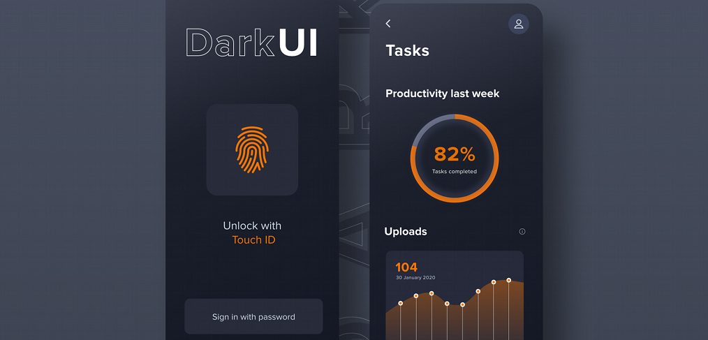 Dark UI app XD concept