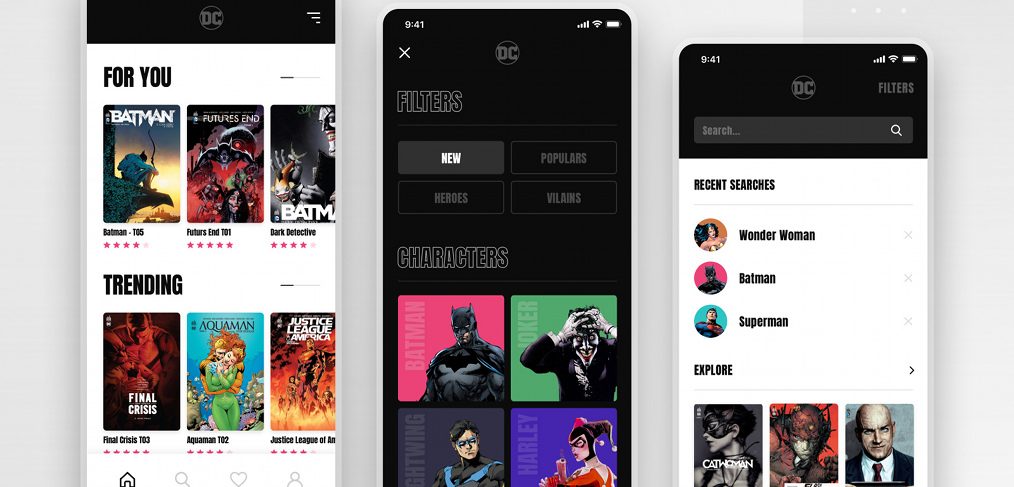 DC comics XD mobile app concept