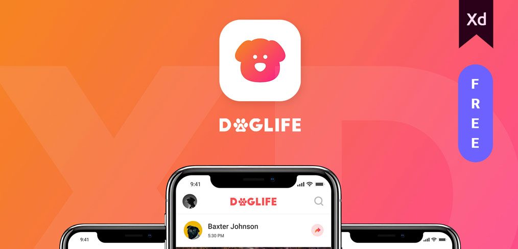 Doglife - A free UI kit for Adobe XD