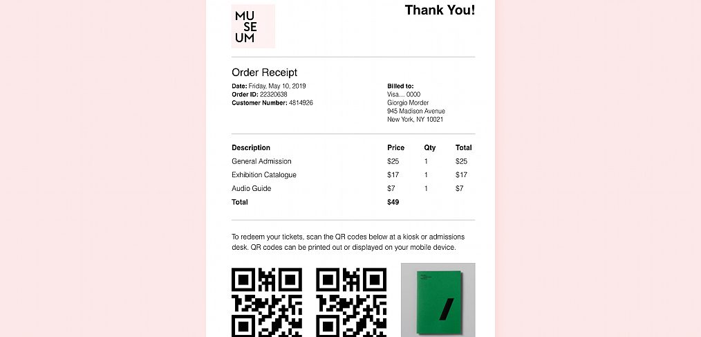 Email order receipt XD template