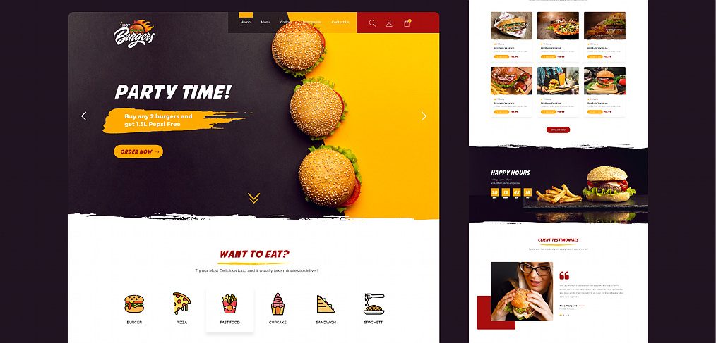 Fast food XD website template