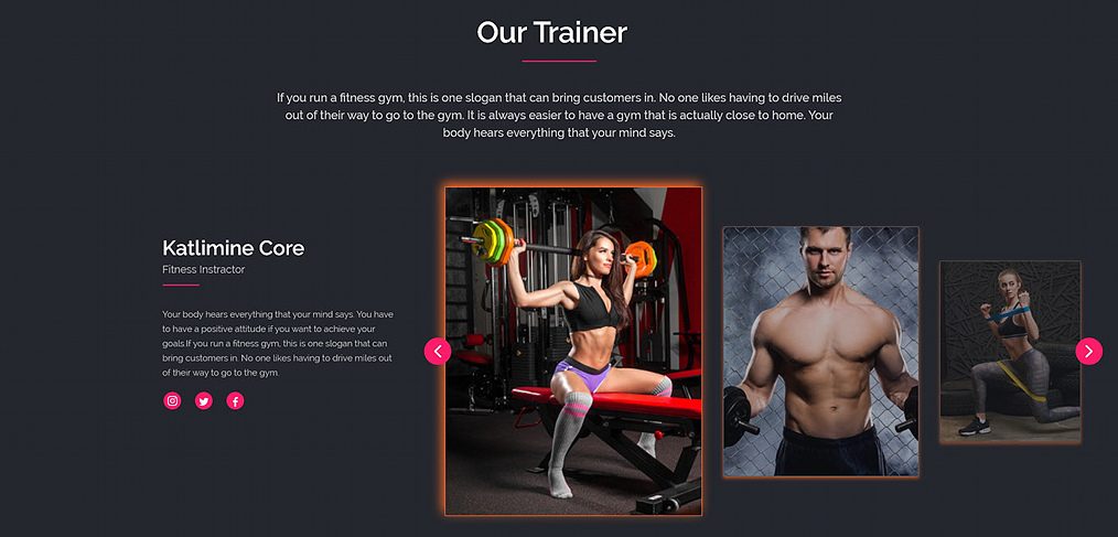 Fitness Website Free XD Template