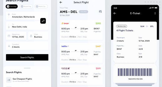 Flight app free XD UI kit