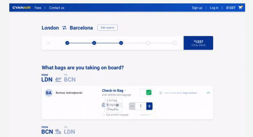 Flight booking redesign with XD