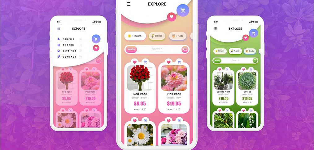 Flower app animated XD template