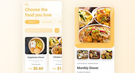 Food and cuisine app XD concept