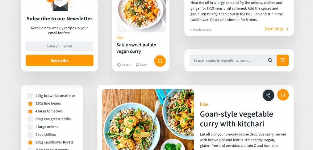 Food UI components for XD