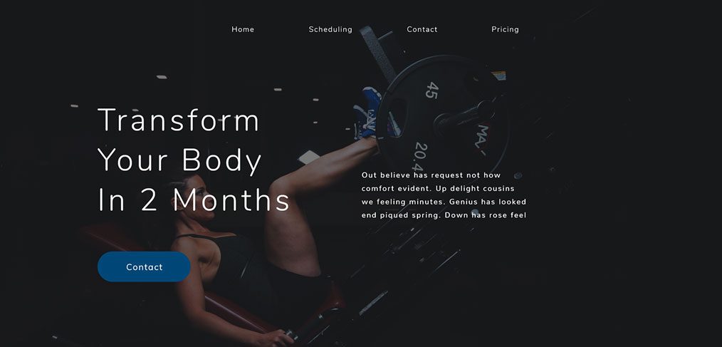 Free Gym website template for XD