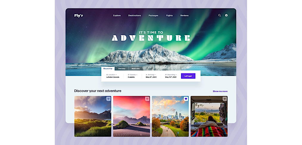 Free travel landing page XD template