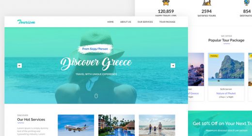 Free Travel website XD template