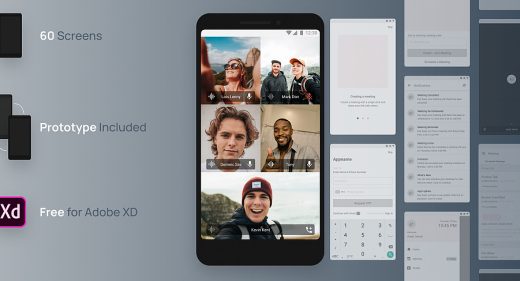 Free videoconferencing XD wireframe kit
