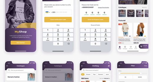 Free XD ecommerce app template