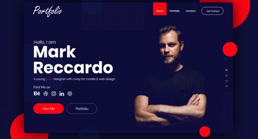 Free XD portfolio website template