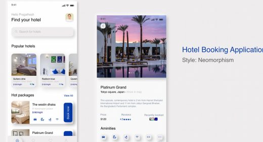 Hotel Booking Neomorphic app concept