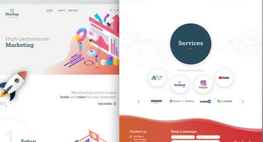 Marketing landing page free XD template