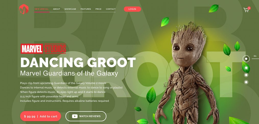 Marvel Groot XD landing page