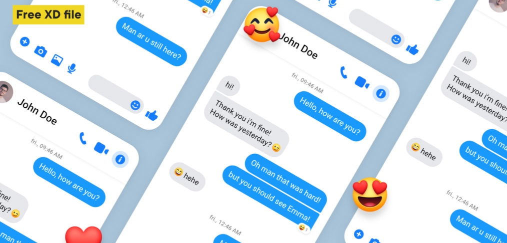 Messenger mobile template for XD