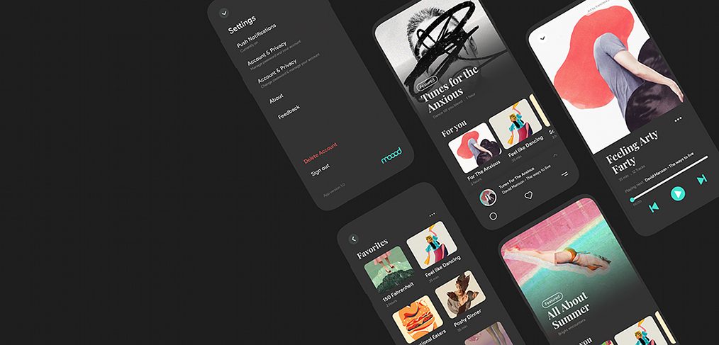 Moood music app XD UI kit