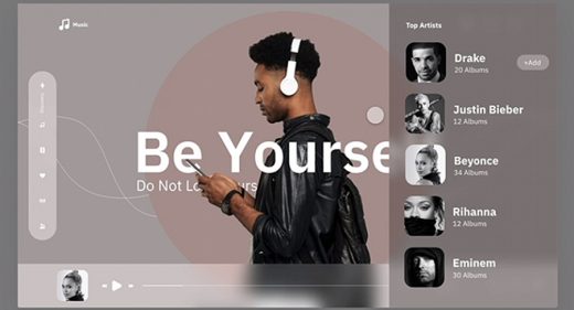 Music animated XD landing page