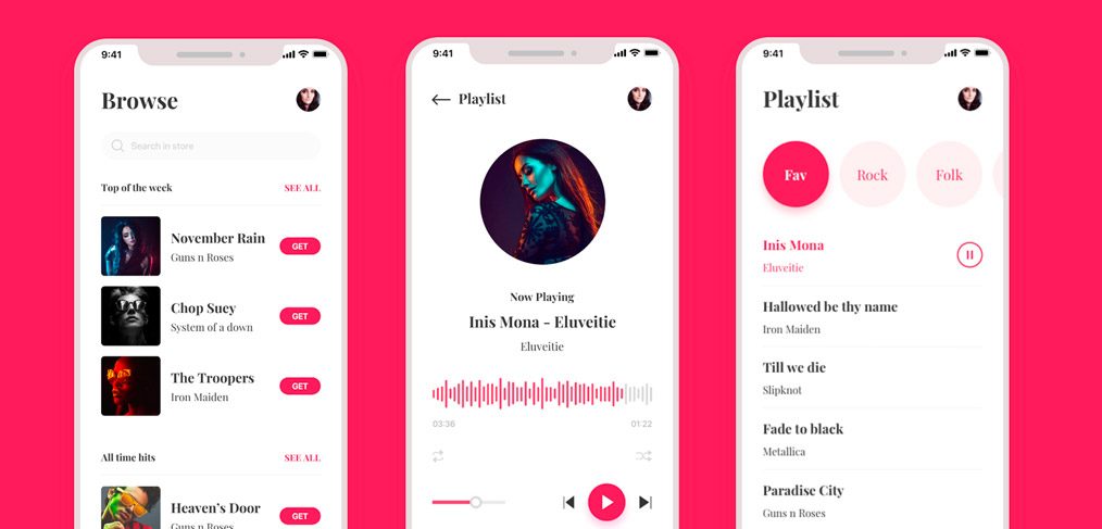 Music Player App UI Kit Adobe XD