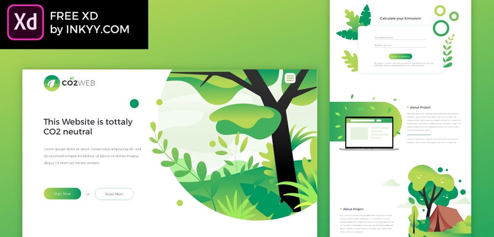 Nature free website template for XD