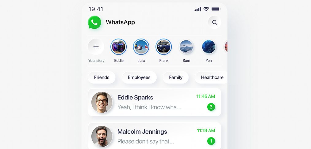 Neomorphic Whatsapp redesign with XD