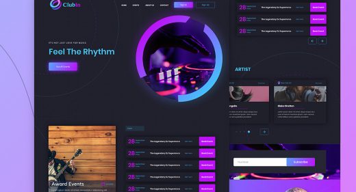 Night club XD website template