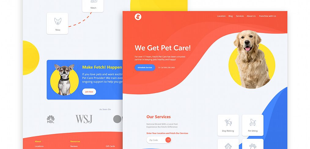 Pet care XD landing page template