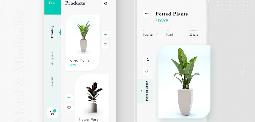 Plants app template for Adobe XD