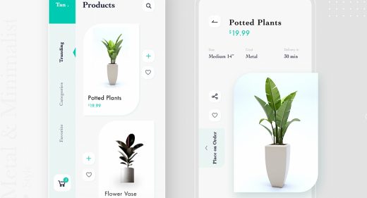 Plants app template for Adobe XD