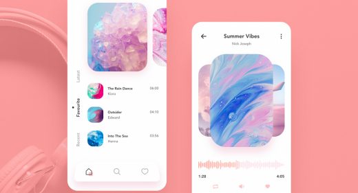 Q Music mobile app design template