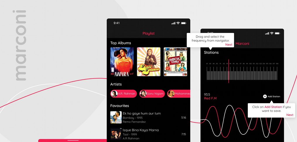 Radio app UI XD template