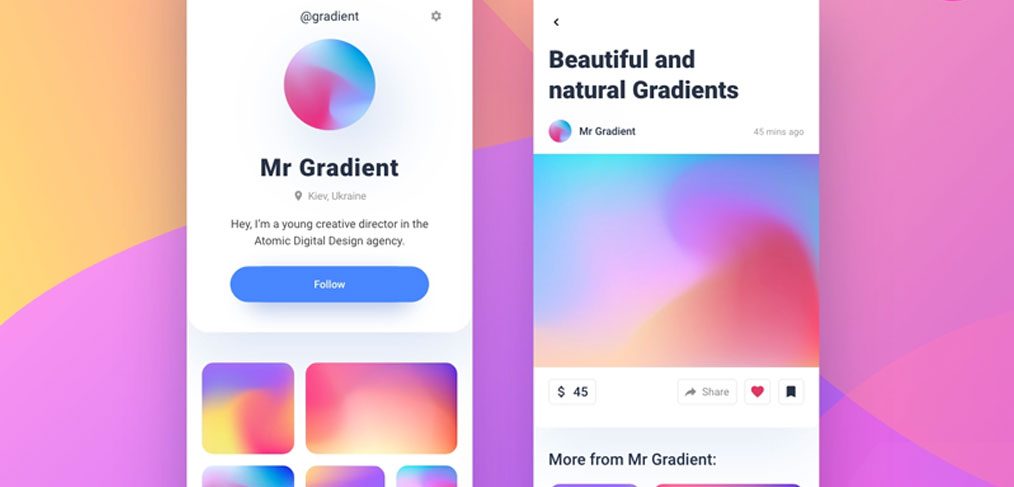 Social network gradient mobile template